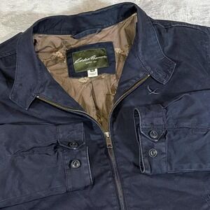 Eddie Bauer Explorer Cloth Zip Jacket With Duck Print Lining | Navy | Size XL